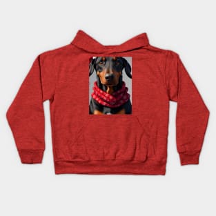 Christmas Doberman puppy gift Kids Hoodie